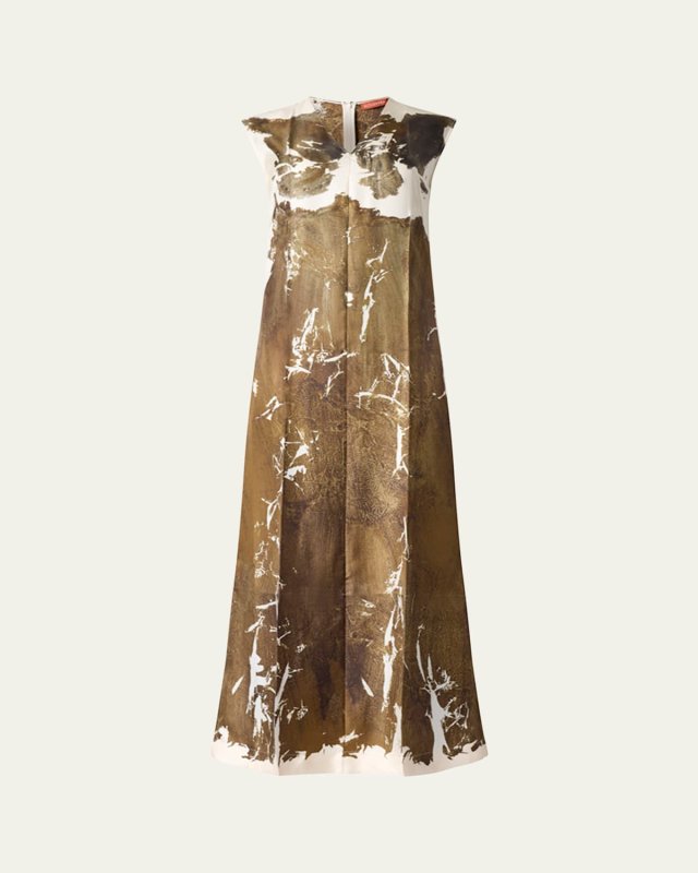 Cherie Long Printed Silk Dress